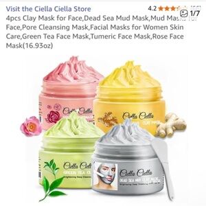 4pcs Clay Mask Set - Pink, Yellow, Green, Gray